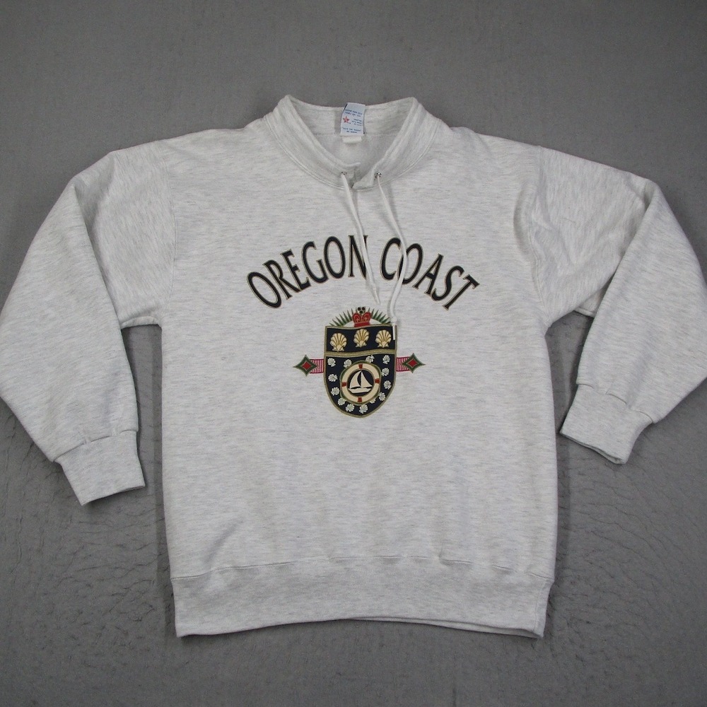 Vintage Rugged Sweats Oregon Coast Sweatshirt Gray Medium Nautical Made in USA